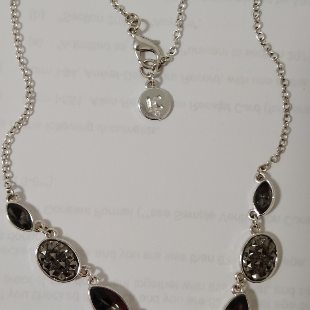 Liz Claiborne Silver and Black Gem Necklace